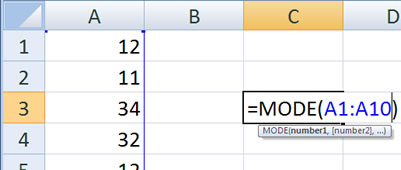 MODE() Function in Excel
