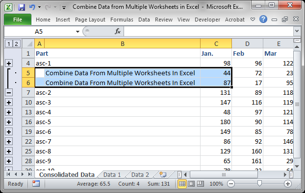 Combine Data From Multiple Sheets In Excel 2007