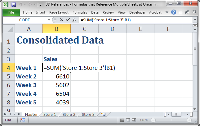 3d Reference Formula Across Multiple Worksheets In Excel
