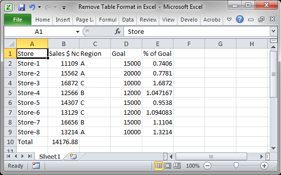 gain plate Always Remove Table Format in Excel - TeachExcel.com